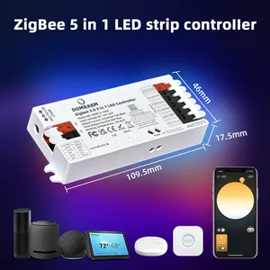DOMRAEM Zigbee 3.0 สมาร์ทคอนโทรลเลอร์ LED 5-in-1 หรี่ไฟได้ RGB/RGBWCCT สำหรับ 30 ฮับ (Hu*e/<span class=keywords><strong>Echo</strong></span> <span class=keywords><strong>Plus</strong></span> ฯลฯ) รีโมทซิงค์เพลง - Product Image 2