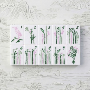 Set di Mahjong Americano Personalizzabile con 160 Tessere in Acrilico Incise, Motivo a Strati Verde Malachite Classico - Product Image 4