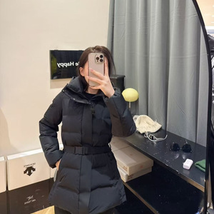 25 Nouveaux Blousons d'hiver pour femmes de style coréen <span class=keywords><strong>KOLON</strong></span>, mi-longs, taille cintrée, doublure polaire épaisse, à capuche et ceinture, 100g-150g de duvet - Product Image 3