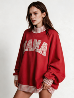 Sweat-shirt à col montant taille standard pour femmes et adolescentes 2026 – Haut d'hiver ample et court à manches longues