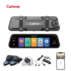 Câmera de visão noturna para carros DVR 4 lentes ADAS WiFi Car Mirror Dash Cam Box BSD preto