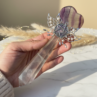 Sceptre en cristal naturel, pointe de cristal, artisanat en cristal, guérison spirituelle, quartz, fluorite, guérison par le reiki, baguette magique, décoration de la maison