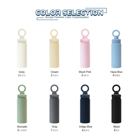Termo de agua con impresión personalizada, frasco aislado negro, botella de acero inoxidable, frasco negro, botella de agua al vacío con soporte para teléfono
