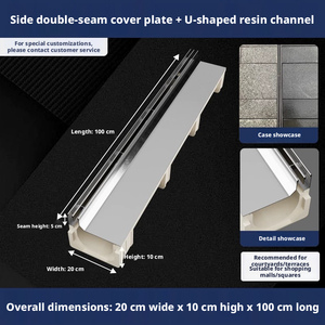 Modern design outdoor patio stainless steel <b>linear</b> drainage channel, 100*20*10cm, corrosion-resistant drainage system - Product Image 6
