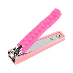 Stainless Steel Nail Clippers Wide Jaw Opening Portable Pink Non Slip Handle Single Use - Product Image 3