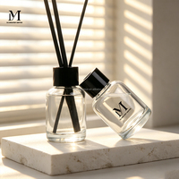 Flacons diffuseurs ronds de luxe, transparents, en verre rechargeable, portables, pour parfum, impression de logo personnalisée