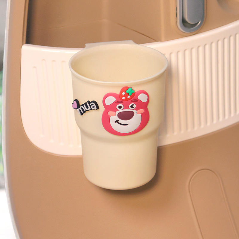 ที่วางแก้วน้ำสีเบจ ลายหัวหมีสตรอว์เบอร์รี