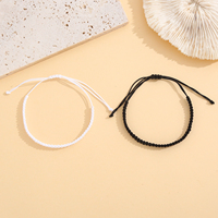 Bracelets tissés en macramé, lot de 2, blanc et noir, avec nœuds carrés, bijoux bohèmes pour femmes