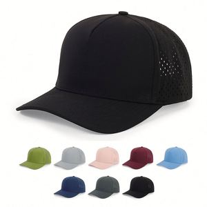 Gorras de Béisbol Impermeables de Secado Rápido de 6 Paneles, con Orificios Láser y Logotipo Personalizado, Unisex, Deportivas, 100% Poliéster, Venta al Por Mayor, Top Ventas 2024 - Product Image 1
