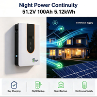 Módulo de Batería LiFePO4 POWER WALL 51.2V 100Ah 5.12kWh |   Sistema de Almacenamiento de Energía Doméstico Montado en Pared con BMS Inteligente