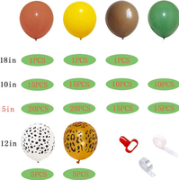 Yaz orman hayvanlar Retro yeşil sarı balon zincir Garland seti doğum günü partisi balonlar