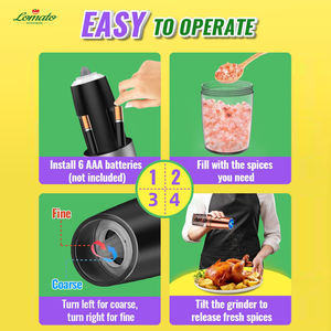 Juego de Molinillo Eléctrico de sal y pimienta por gravedad automático con luz LED de grosor ajustable operado a mano - Product Image 5