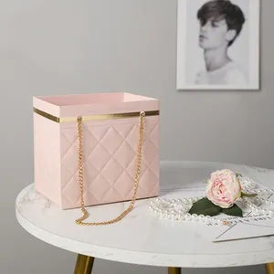 Cajas de Regalo de papel para ramo de flores, almacenamiento plegable de lujo, venta al por mayor, para recuerdo de boda