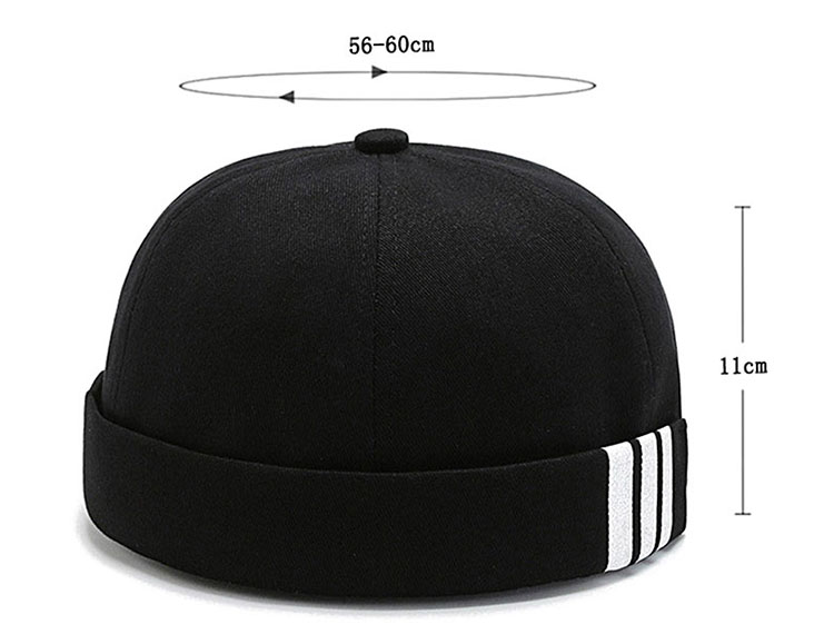 Retro Mens Rolled Cuff Cotton Brimless Hat - Skullcap