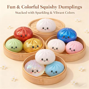 Juego de 1-5 Piezas de Dumplings Brillantes, Decorativos, Blandos, con Caja, de Rebote Lento, Colores Aleatorios, Regalos para Niños y Adultos - Product Image 1