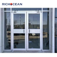 RICHOCEAN Kommerzielle Hochbelastbare Aluminium-Doppeltüren Hurrikan-Resistente Isolierte Gehärtete Glas-Außeneingangstür