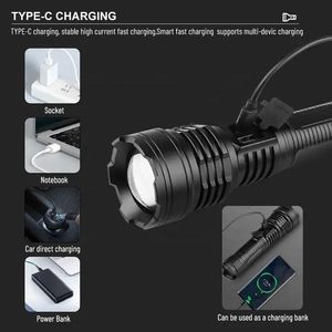 Linterna LED de Aleación de Aluminio de Doble Modo Integrada Flood-Spot - 2350 Lúmenes, Alcance de 230m, Indicador de Porcentaje de Batería - Product Image 2