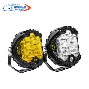 Đèn 6000K 5 Inch Thanh Đèn LED 9 - 30V Chiếu Sáng Ba Mặt Cho Xe Tải/Ô Tô SUV/Xe Máy Có DRL Angel Eye RGB