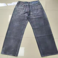 Jean de ville personnalisé pour hommes coupe droite super baggy vintage imprimé à la cire lavage sale denim enduit de cire échantillonné vintage