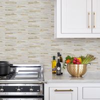 Carreaux muraux modernes en métal autocollants pour cuisine, chambre et salon - Protection murale adhésive avec design mixte en PVC doré
