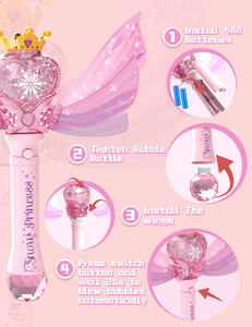 Varita de burbujas de mariposa rosa princesa, máquina de burbujas eléctrica para niñas, juguete de máquina de burbujas para niños, juguete de verano para exteriores - Product Image 6