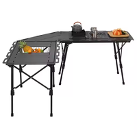 Table IGT en alliage d'aluminium noir, portable, pliable, pour le camping en plein air, la cuisine, la salle à manger, design moderne, multifonctionnelle