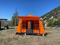 Grande tente familiale de luxe 420D/600D Oxford imperméable en PVC, coton aérien, glamping, structure gonflable en fer, deux chambres, double couche