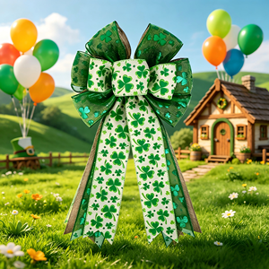 Lazo de Arpillera con Estampado de Trébol Verde y Blanco DAMAI, Lazo para Decoración del Hogar en Primavera, Decoraciones de San Patricio - Product Image 5
