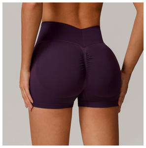 Pantalones cortos sin costuras para gimnasio para mujer, pantalones cortos de compresión con cintura trasera en V, pantalones cortos de Yoga para gimnasio sin costuras - Product Image 6