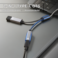 2-en-1 Type-C OTG Converter Adapter 30W PD Fast Charging USB 2.0 Extension Cable USB C Dock Station Type Hub for Mobile Phone