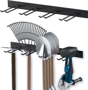 Organisateur de rangement d'outils de Garage <span class=keywords><strong>support</strong></span> <span class=keywords><strong>mural</strong></span>, <span class=keywords><strong>support</strong></span> de rangement d'outils de jardin, crochets en acier robustes pour pelles, râteaux, balais, tuyaux - Product Image 1