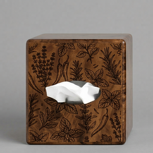 Vintage Brown Linen-Style Tissue <b>Box</b> Cover <b>Floral</b> Embossed Portable Paper Holder Square Tissue Case Farmhouse Home Office Decor - Product Image 1