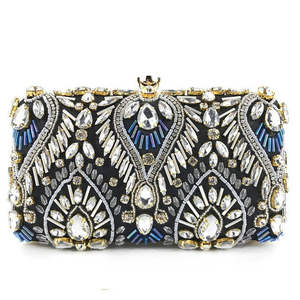 Bolso de Mano Tipo Clutch para Eventos con Forro de Poliéster en Azul/Negro/Champán - Product Image 2