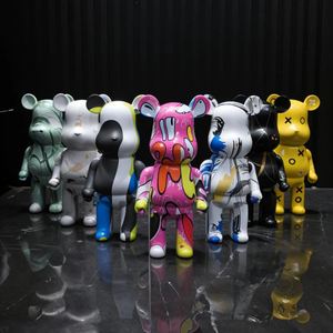 Oso de Peluche Personalizado de la Marca <span class=keywords><strong>Bearbrick</strong></span>, Diseño de Tinta Salpicada y Cielo Estrellado, Pintado a Mano, Resina Ecológica y Fibra de Vidrio, Modo Oso, Juguete de Moda, Muñeco de Regalo - Product Image 4
