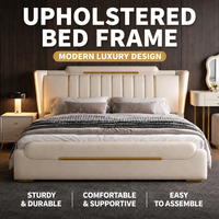 Modernes Einfaches Bett Nordischer Stil Luxuriöses Schlafzimmer-Set Möbel Master King Size Echtleder-Bett Großes Bett Anpassbar