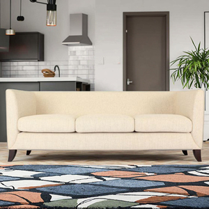 Sofá de comedor interior Maya de 3 plazas con marco de madera de teca para decoración de sala de estar o apartamento - Product Image 1