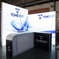 Nouveauté, nouveau style, comptoir d'exposition portable promotionnel en aluminium, durable, réutilisable, éclairage LED portable
