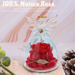 Fiore eterno all'ingrosso colorato per sempre <span class=keywords><strong>rosa</strong></span> In vetro con Logo personalizzato scatola regalo immortale conservata <span class=keywords><strong>rosa</strong></span> a forma di angelo cupola - Product Image 5