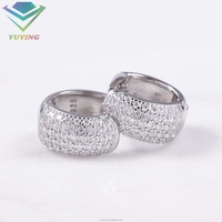Boucles d'oreilles créoles en argent sterling 925 plaqué or blanc avec diamants moissanite VVS demi-cercle à 5 rangées pour femmes et hommes