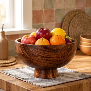 Bol à fruits en bois artisanal, minimaliste, non toxique, non revêtu, léger, vaisselle pour la maison, les fêtes et les mariages - Product Image 2