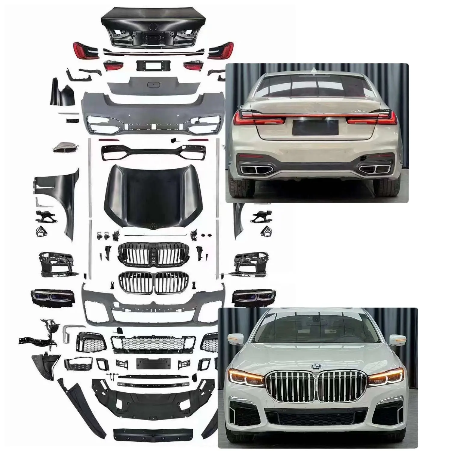 F02 Body Kit Đối Với BMW 7 Series F01 F02 Cũ Nâng Cấp Vào New G11 G12 M760 Phong Cách Bodykit Với Phía Trước Phía Sau Bumper Mui Xe Fender