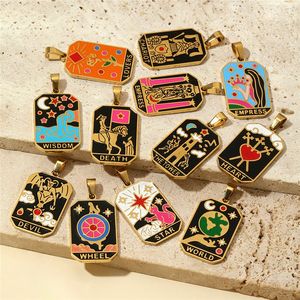 Venta al por mayor: Colgante DIY de acero inoxidable estilo retro francés con 24 cartas del <span class=keywords><strong>Tarot</strong></span>, arete esmaltado de la Emperatriz, dijes DIY <span class=keywords><strong>y</strong></span> joyería de estrella <span class=keywords><strong>y</strong></span> luna - Product Image 4