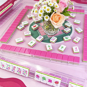 Jeu de Mahjong rose en acrylique, ensemble américain de 160 tuiles, emballage personnalisé, ensemble complet, vente en gros directe d'usine en Chine - Product Image 3