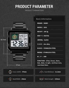 SKMEI 2033 in Stock 1 Pcs Custom Logo 50 Pcs Factory Manufacturer Oem Odm Luxury Dial Design <b>Mens</b> Digital <b>Wrist</b> <b>Watches</b> for <b>Men</b> - Product Image 3