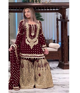 Premium Faux Georgette <b>Kurti</b> Plazzo Dupatta Set for Women offering a Traditional Elegant Designer Ethnic Look for Festivals - Product Image 4