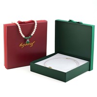Kotak Kertas Kaku Premium dengan Tutup dan Alas, Cetak Emas, Kotak Hadiah Perhiasan Jam Tangan dengan Lapisan Spons dan Pita, Kotak Set Mutiara