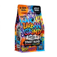 Sachet d'emballage de café personnalisé avec logo, pochette verticale refermable avec fermeture éclair et valve unidirectionnelle