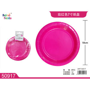 Moderno pacchetto di piatti da cena da 7 pollici rosa usa e getta da 8-per matrimoni ed eventi - Product Image 1