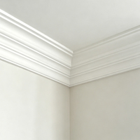 Moulures de plafond en panneau de densité non fini, personnalisables en gros, avec apprêt blanc, motif de moulure en plâtre