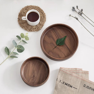 Ensemble de plateaux de service en bois de noyer noir, ronds et carrés, profonds, pour collations, fruits, bonbons, usage domestique - Product Image 4